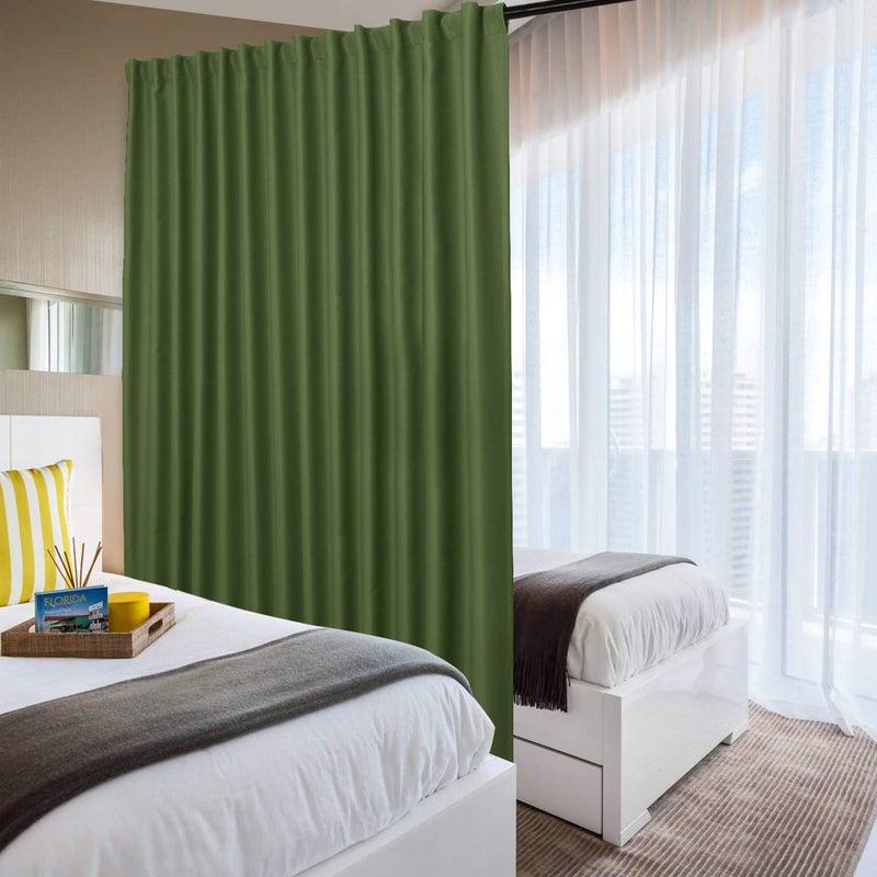 DWCN Patio Sliding Door Curtains - Christmas Extra Wide Curtains for Glass Door, Room Divider Blackout Thermal Curtain with Back Tab & Rod Pocket for Bedroom Partition, 100 x 96 Inches, Olive Green - Image 2